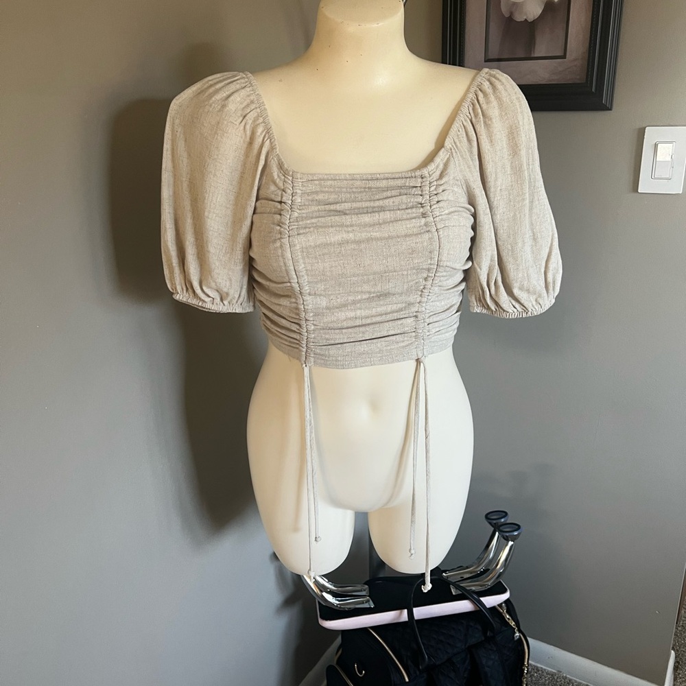 Target Cream Puff Sleeve Crop Blouse